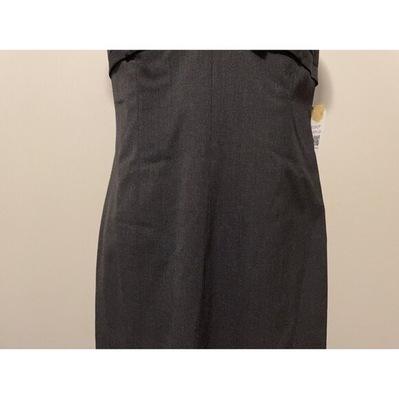 Rebecca Taylor Dark Grey Sheath Dress with Accent Bow, Size 12 - Picture 6 of 11